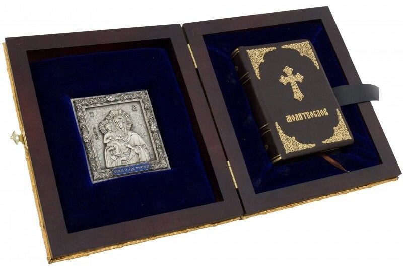 Подарунковий набір з книгою "Молитвослов" і іконою "Богородиця Троєручиця" від компанії Іконна лавка - фото 1