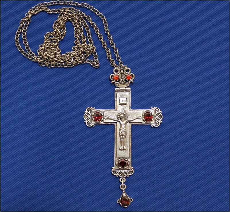 Посріблений наперсний хрест з прикрасами від компанії Іконна лавка - фото 1