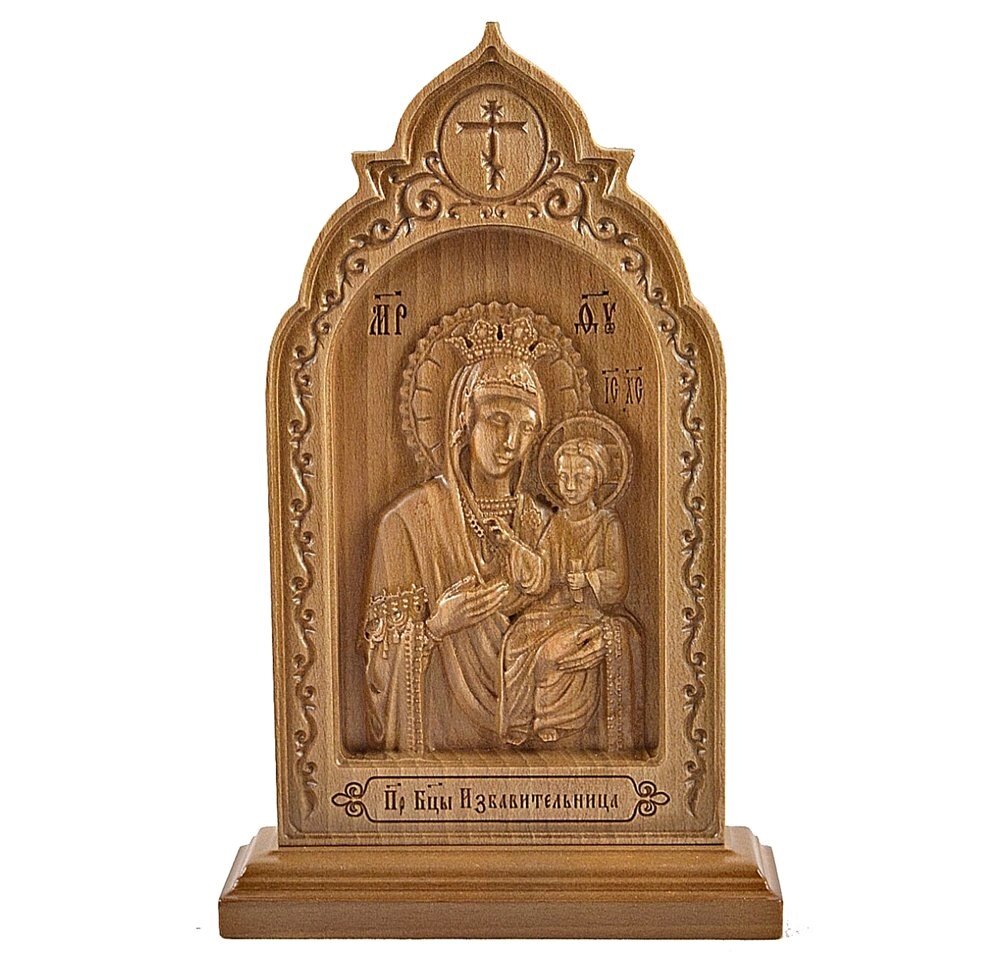 Різьблена ікона "Богородиця Ізбавительниця" бук від компанії Іконна лавка - фото 1