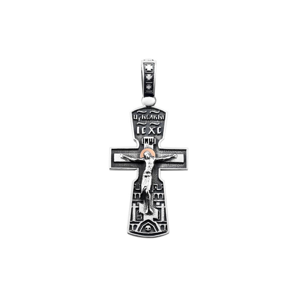 Срібний великий хрест з розп'яттям і молитвою без родію від компанії Іконна лавка - фото 1