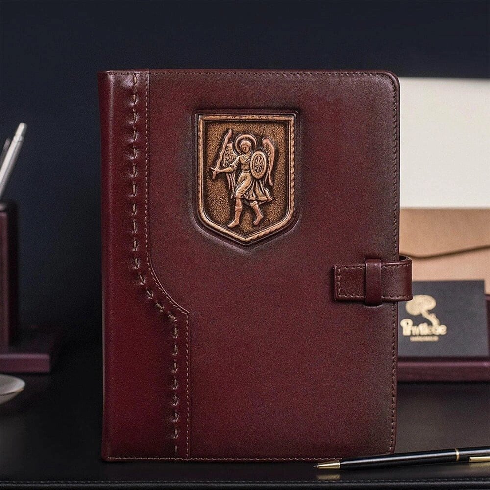 Шкіряний щоденник "Архангел Михаїл" малий коричневий від компанії Іконна лавка - фото 1