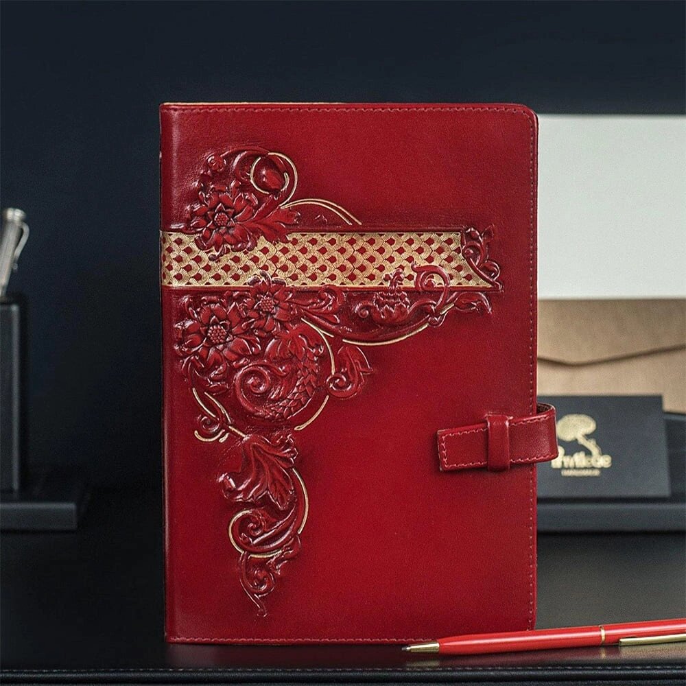 Щоденник шкіряний "Вінтаж" червоний від компанії Іконна лавка - фото 1