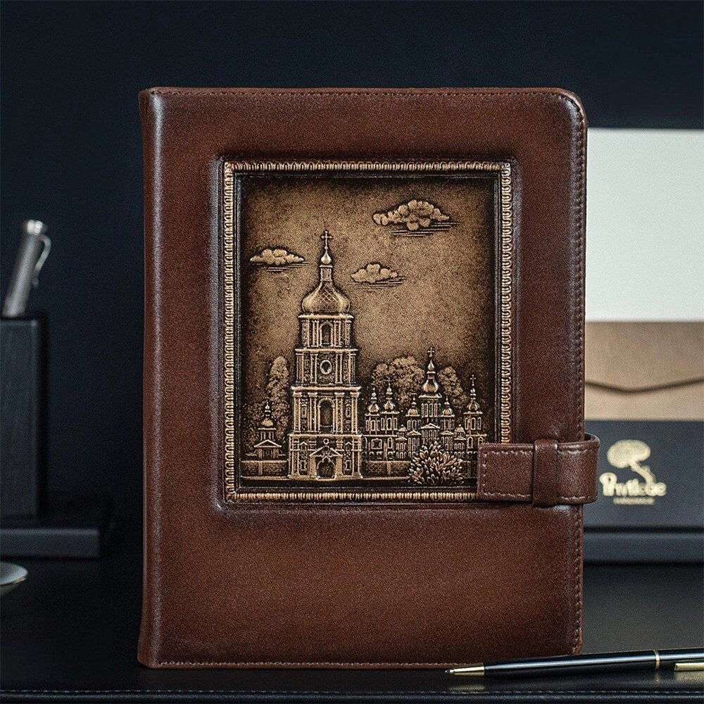 Шкіряний щоденник "Софійський Собор" коричневий від компанії Іконна лавка - фото 1