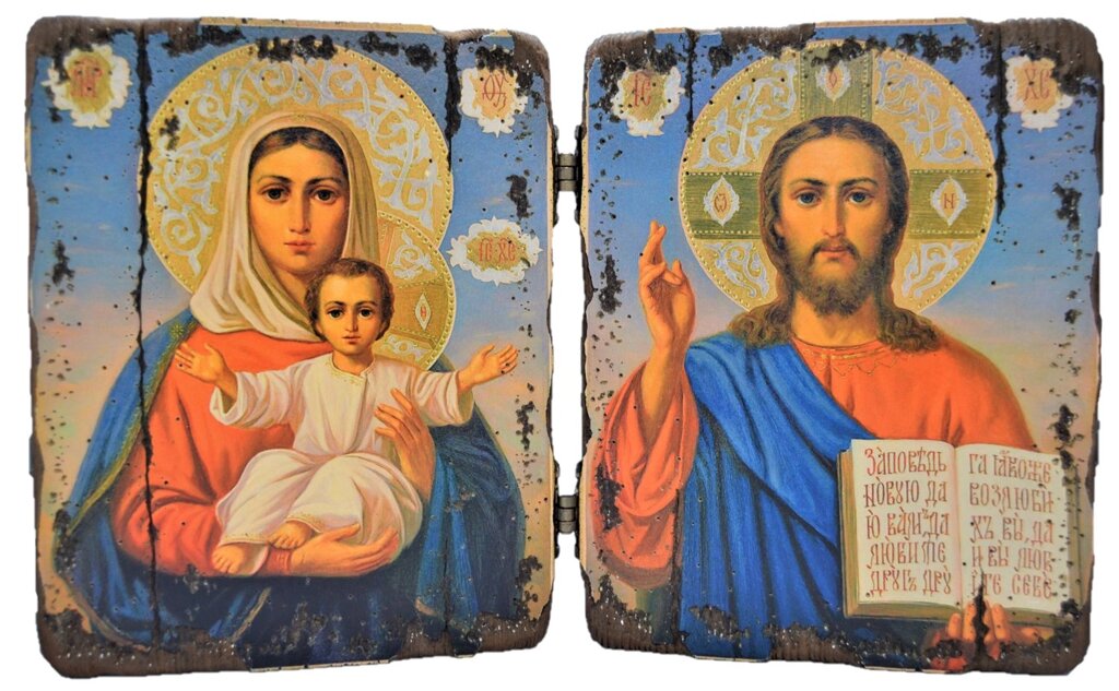 Складення під старовину "Богородиця Діва Марія і Спаситель Ісус Христос" від компанії Іконна лавка - фото 1