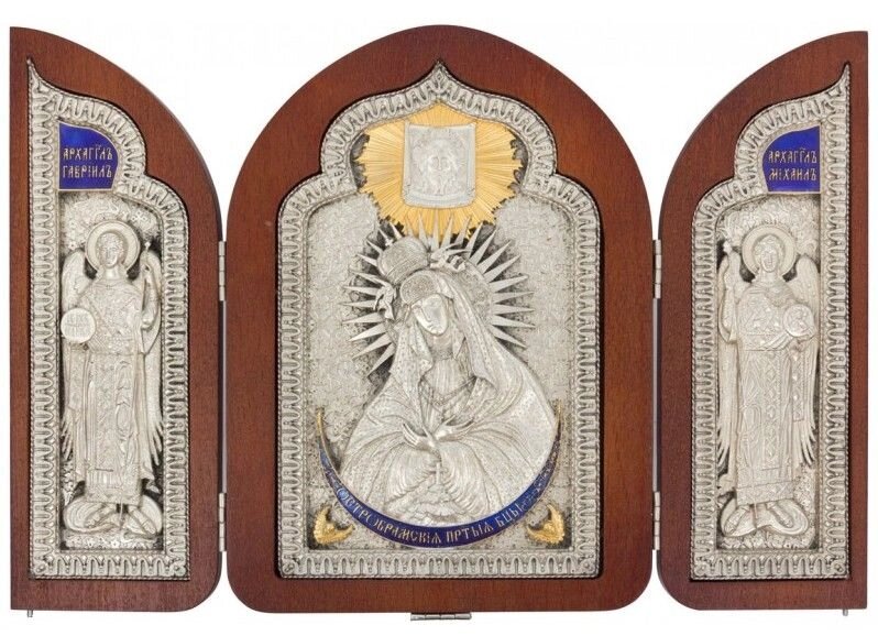 Складення зі срібла "Пресвята Богородиця Остробрамської" настільний від компанії Іконна лавка - фото 1