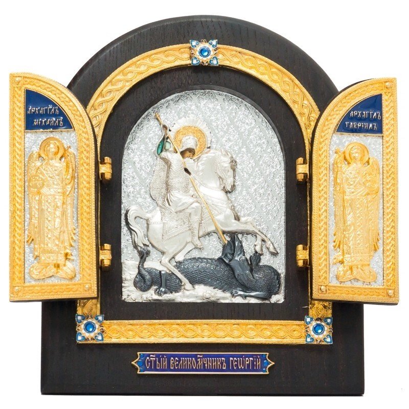 Складення зі срібла "Святий великомученик Георгій" з емалями від компанії Іконна лавка - фото 1