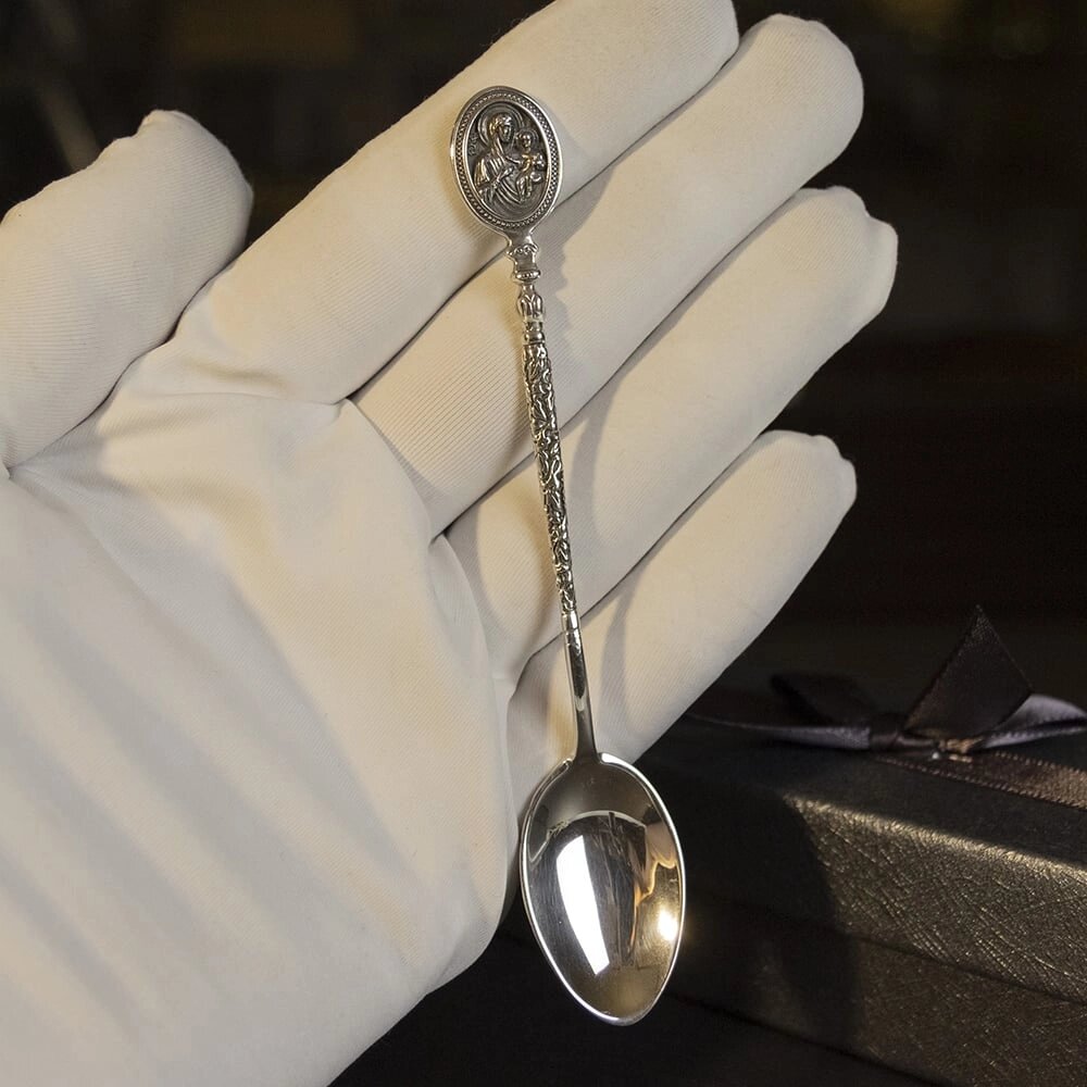 Срібна ложка кавова "Богородиця" 5749 від компанії Іконна лавка - фото 1