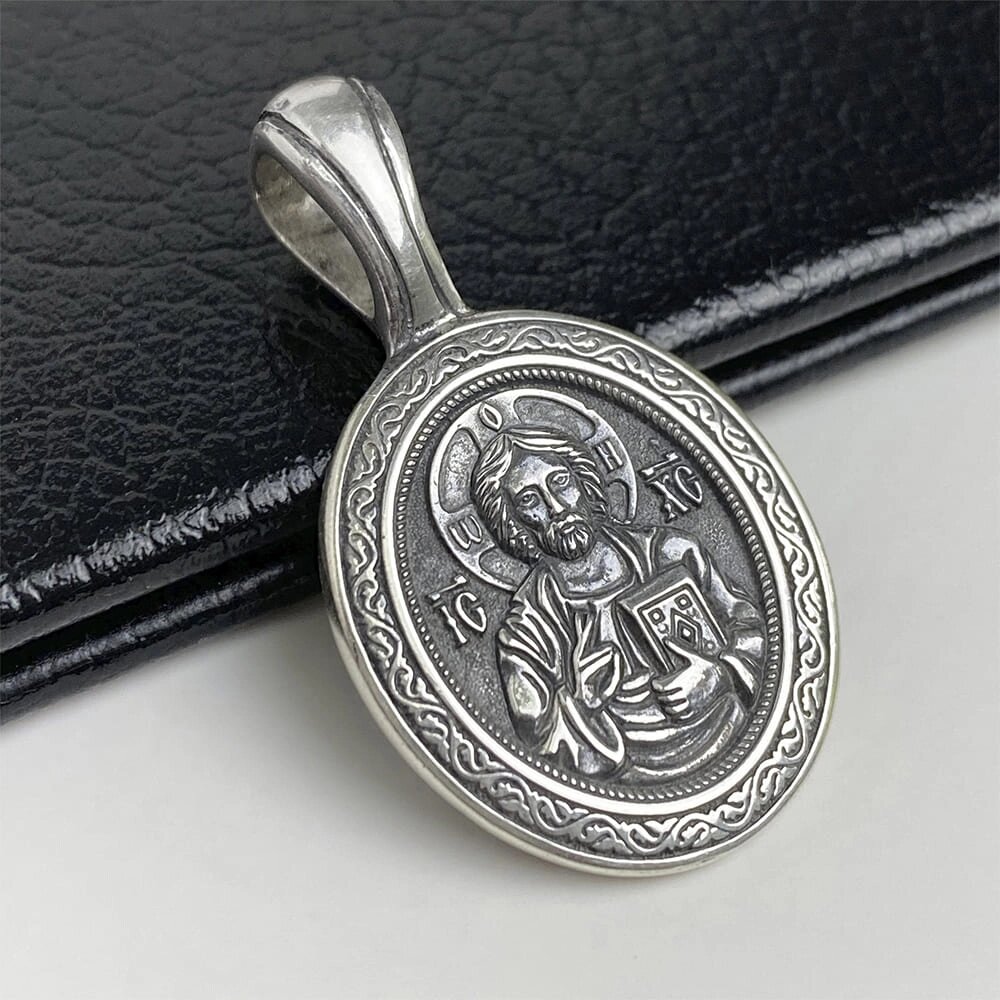 Срібна підвіска "Спаситель та Богородиця" від компанії Іконна лавка - фото 1