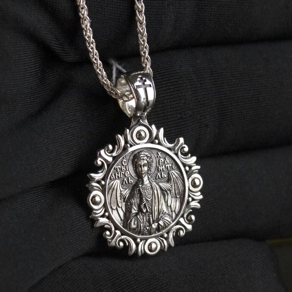 Срібна підвіска з зображенням Ангела Хоронителя від компанії Іконна лавка - фото 1