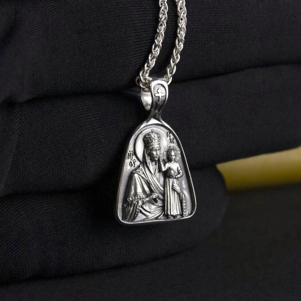 Срібна підвіска з зображенням Богородиці "Призри на смирення" від компанії Іконна лавка - фото 1