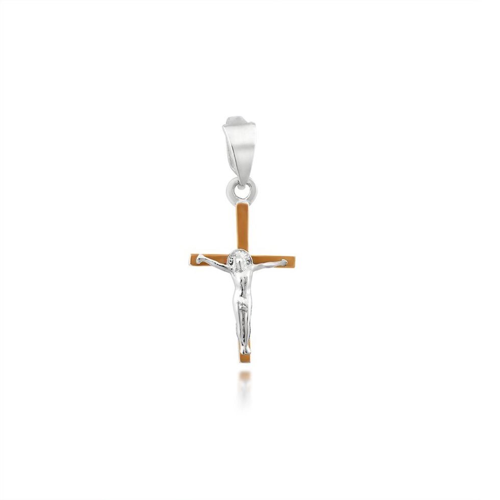 Срібний хрест із золотою пластиною без родію від компанії Іконна лавка - фото 1
