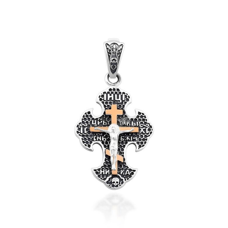Срібний хрест з золотом натільний без родію від компанії Іконна лавка - фото 1