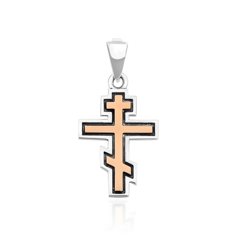 Срібний хрест із золотом без родію від компанії Іконна лавка - фото 1