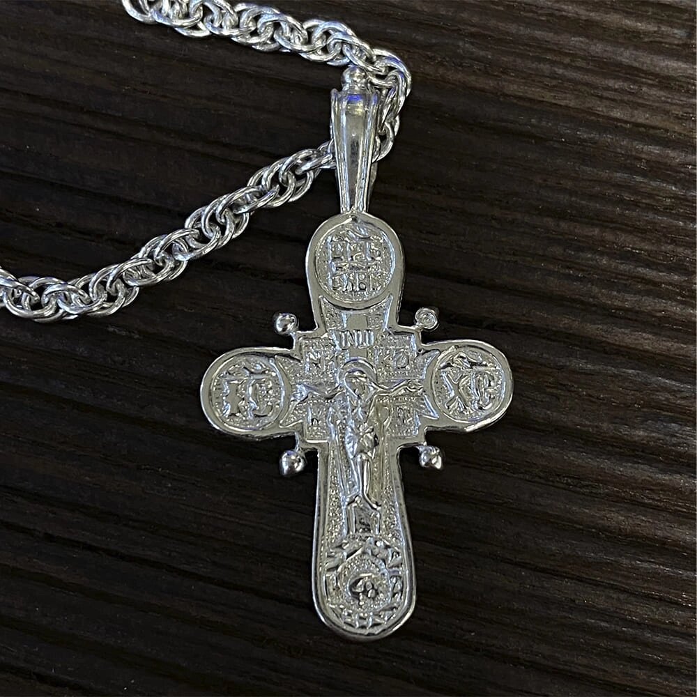 Срібний натільний хрест Кр80 від компанії Іконна лавка - фото 1