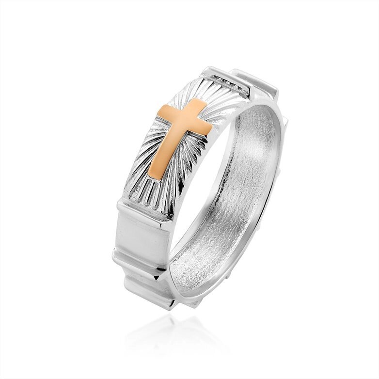 Срібний перстень із золотою вставкою від компанії Іконна лавка - фото 1