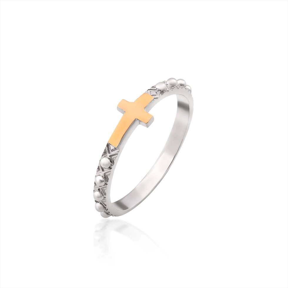 Срібний перстень з хрестом "Арес" без родію від компанії Іконна лавка - фото 1