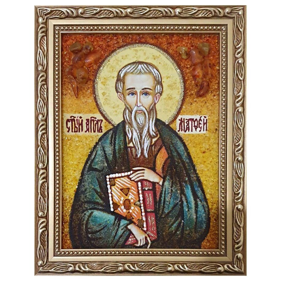 "Святий апостол Матвій" ікона з бурштину 15x20 см від компанії Іконна лавка - фото 1
