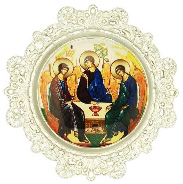 Верхня ікона на митру "Свята Трійця" латунна в срібленні від компанії Іконна лавка - фото 1