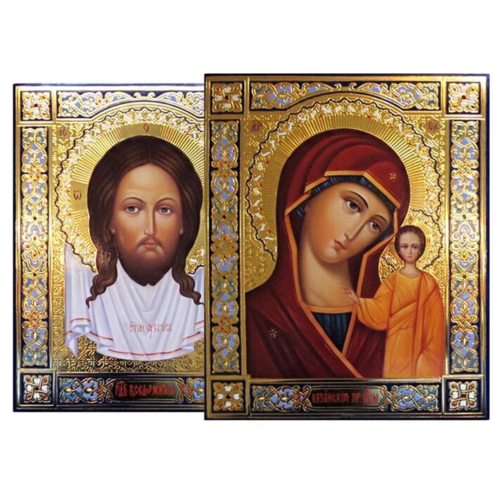 Вінчальна пара писана "Господь Вседержитель і Казанська ікона Богородиці" від компанії Іконна лавка - фото 1