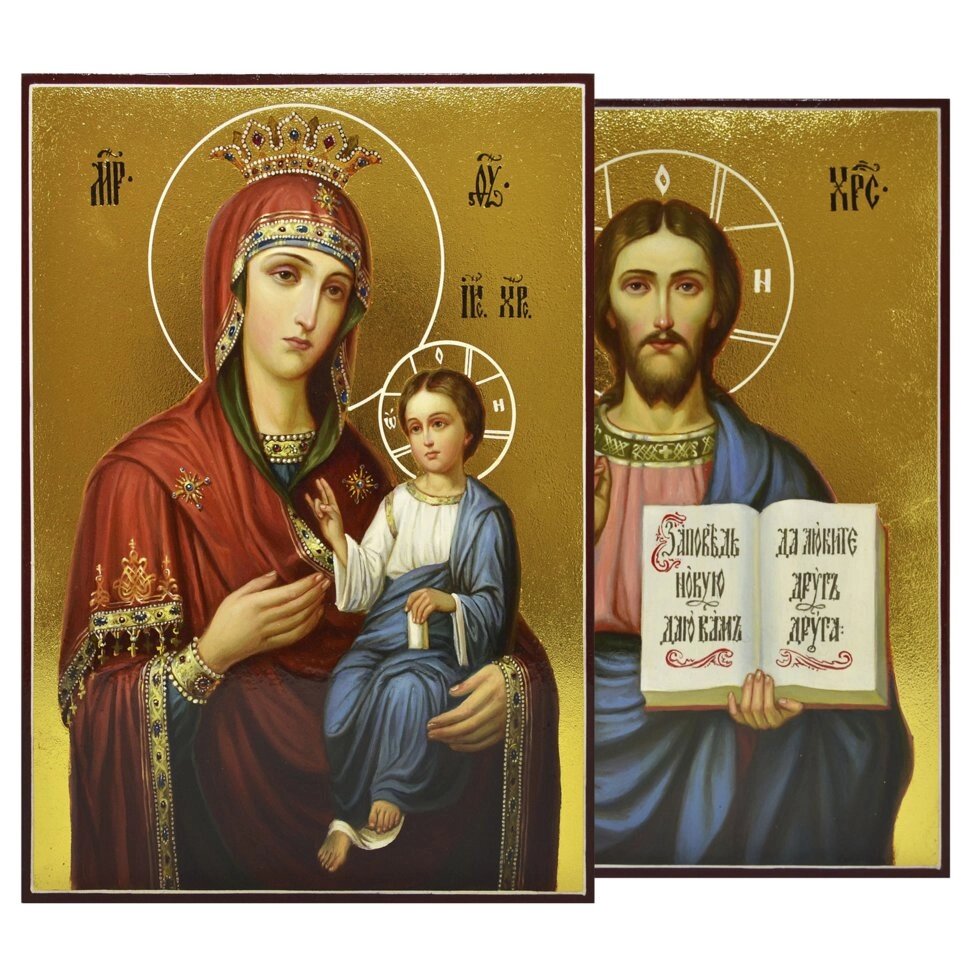 Вінчальна пара писана "Ісус Христос і Богородиця Ізбавительниця" від компанії Іконна лавка - фото 1