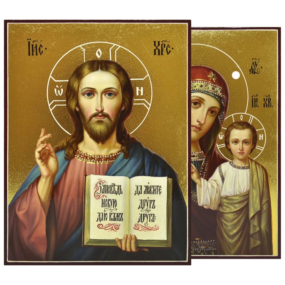 Вінчальна пара писана "Ісус Христос і Богородиця Казанська" від компанії Іконна лавка - фото 1
