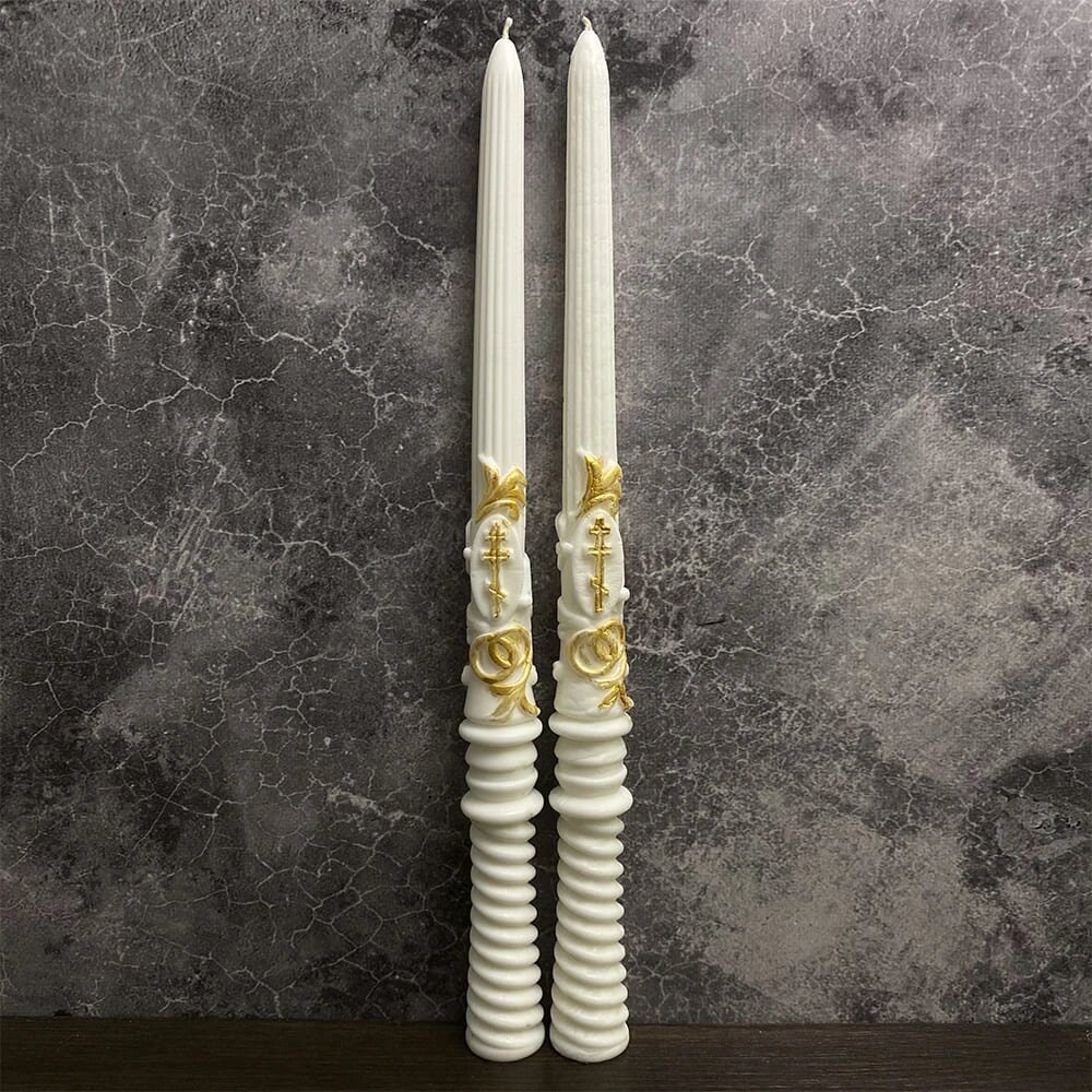 Вінчальні свічки білі з парафіну прямі від компанії Іконна лавка - фото 1