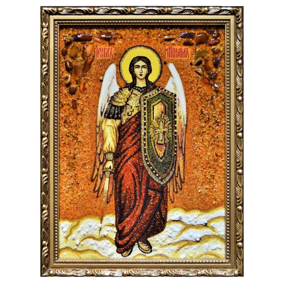 Янтарна ікона Святої Архангел Михаїл 15x20 см від компанії Іконна лавка - фото 1