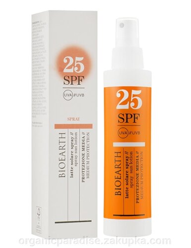 Сонцезахисний спрей органічний SPF 25 Bioearth Sun, 150 мл