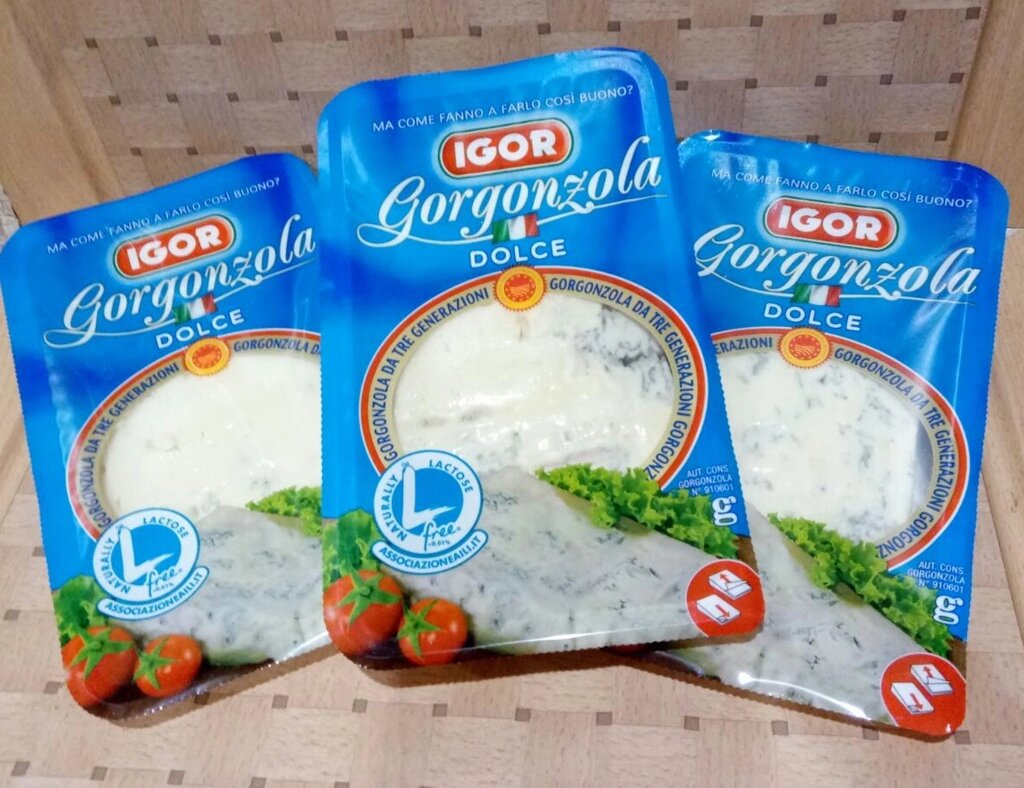 Сир Gorgonzola Dolce Igor Горгонзола дольче м'який з блакитною цвіллю 48% 200г (Італія) від компанії тисячі Suvenirov - фото 1