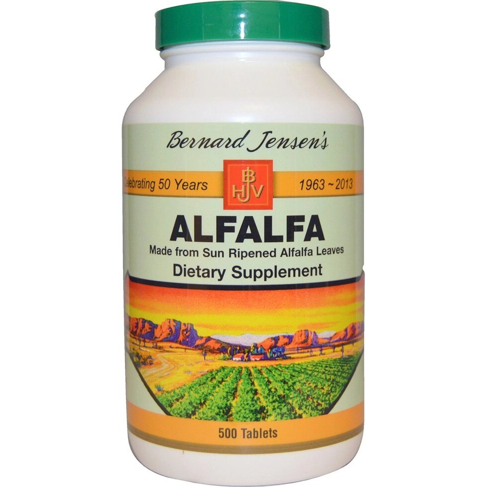 Alfalfa (Люцерна), Bernard Jensen's, 500 таблеток. Зроблено в США. від компанії Інтернет магазин "Канбан" - фото 1
