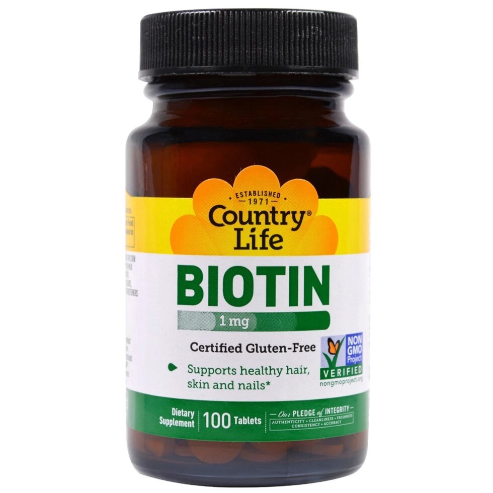 Біотин Country Life, 1 мг, 100 таблеток від компанії Інтернет магазин "Канбан" - фото 1