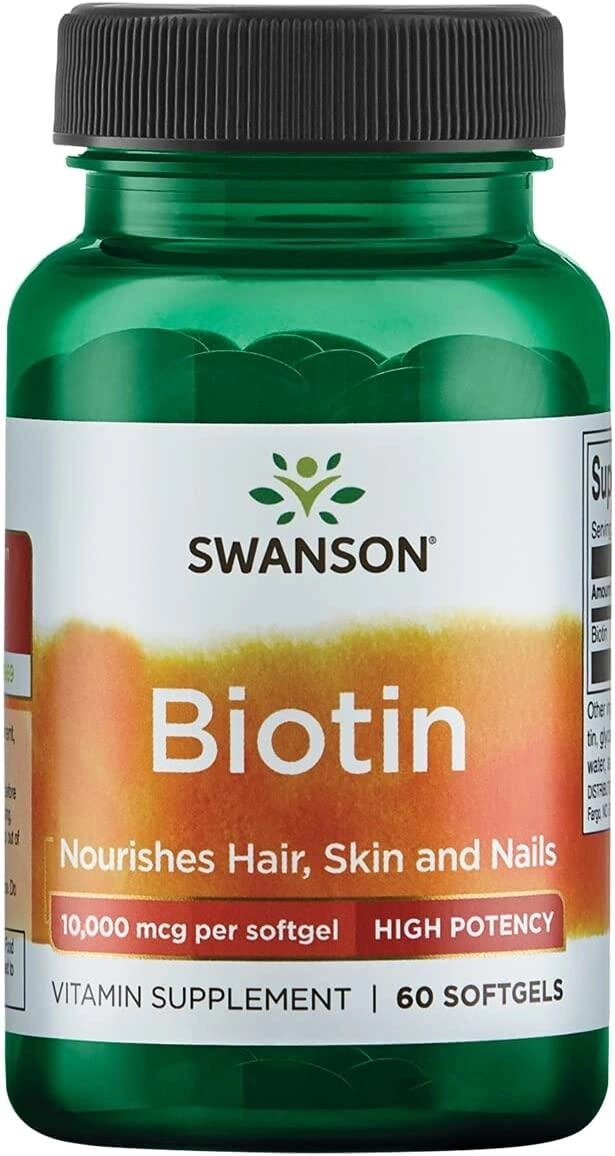 Біотин для волосся Swanson Premium 10000 мкг, 60 капсул від компанії Інтернет магазин "Канбан" - фото 1