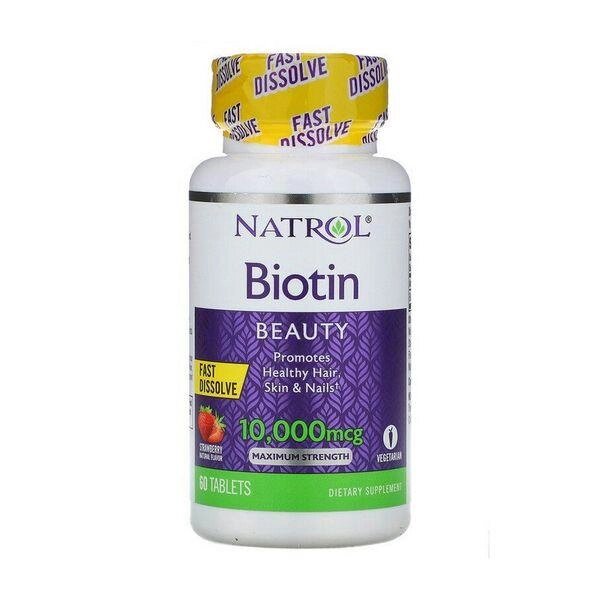 Биотин Natrol быстрорастворимый, 10.000 мкг, 60 таблеток від компанії Інтернет магазин "Канбан" - фото 1