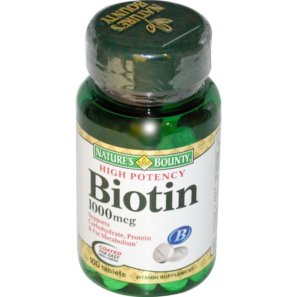Біотин Nature's Bounty 1000 мкг, 100 таблеток. Зроблено в США від компанії Інтернет магазин "Канбан" - фото 1