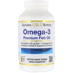 California Gold Nutrition, Омега-3, Риб'ячий жир преміум-класу, 240 желатинових таблеток від компанії Інтернет магазин "Канбан" - фото 1