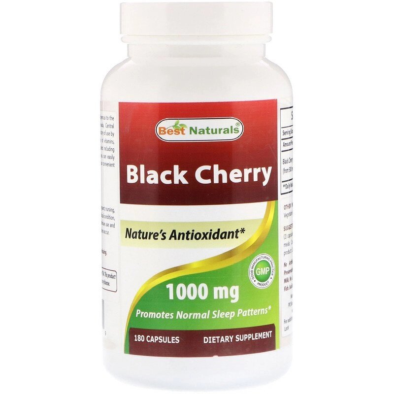 Чорна вишня, Black Cherry, екстракт, Best Naturals, від подагри і артриту, 1000 мг, 180 капсул. Зроблено в США від компанії Інтернет магазин "Канбан" - фото 1