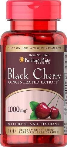 Чорна вишня Puritan's Pride Black Cherry 1000 мг, 100 капсул. Зроблено в США від компанії Інтернет магазин "Канбан" - фото 1