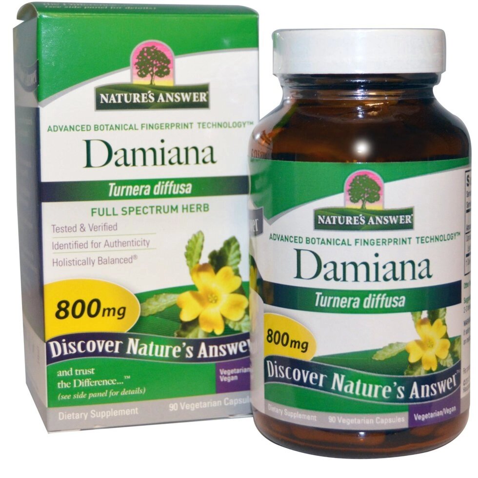 Даміана Nature's Answer, 800 мг, 90 капсул. Зроблено в США. від компанії Інтернет магазин "Канбан" - фото 1
