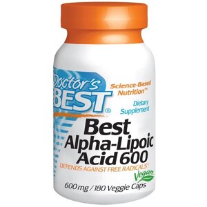 Doctor's Best, Альфа-ліпоєва кислота, 600 мг, 180 капсул