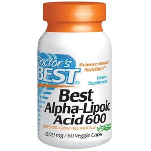 Doctor's Best, Альфа-ліпоєва кислота, 600 мг, 60 капсул