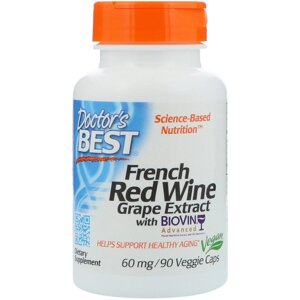 Французький екстракт червоного вина (екстракт червоного вина) найкращий лікар, 60 мг, 90 капсул