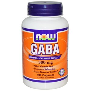 ГАМК (GABA), Now Foods, 500 мг, 100 капсул. Зроблено в США.