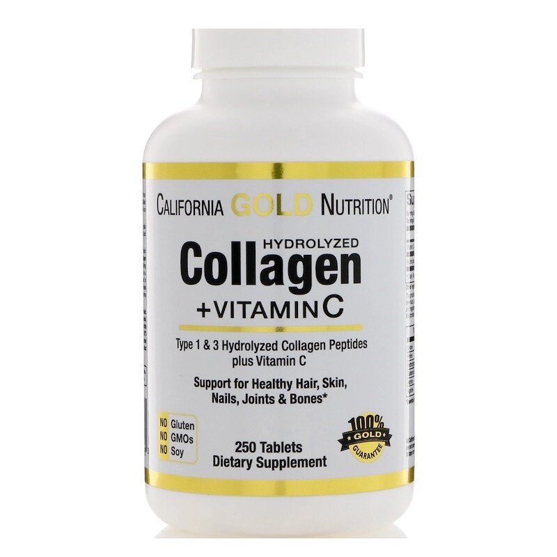 Гідролізований колаген California Gold Nutrition 1 і 3 групи, вітамін С, 250 таблеток від компанії Інтернет магазин "Канбан" - фото 1