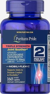 Глюкозамін Хондроітін і вітамін D3, Puritan's Pride, 160 таблеток
