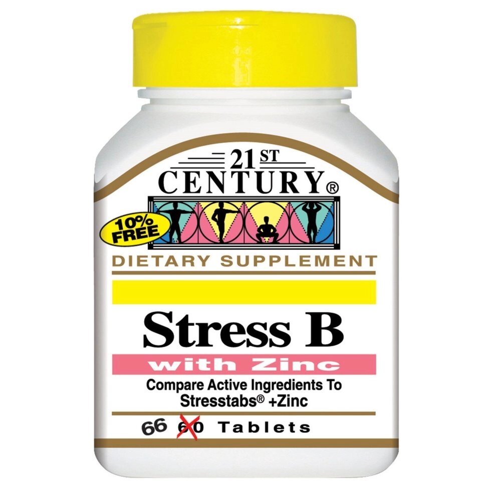Комплекс вітамінів групи В, Stress B, 21st Century, з цинком, 66 таблеток від компанії Інтернет магазин "Канбан" - фото 1