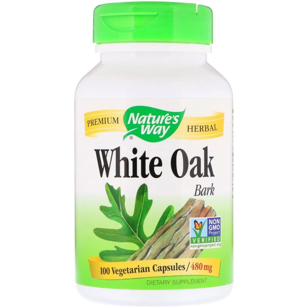 Кора білого дуба, Nature's Way, 480 мг, 100 вегетаріанських капсул. Зроблено в США від компанії Інтернет магазин "Канбан" - фото 1