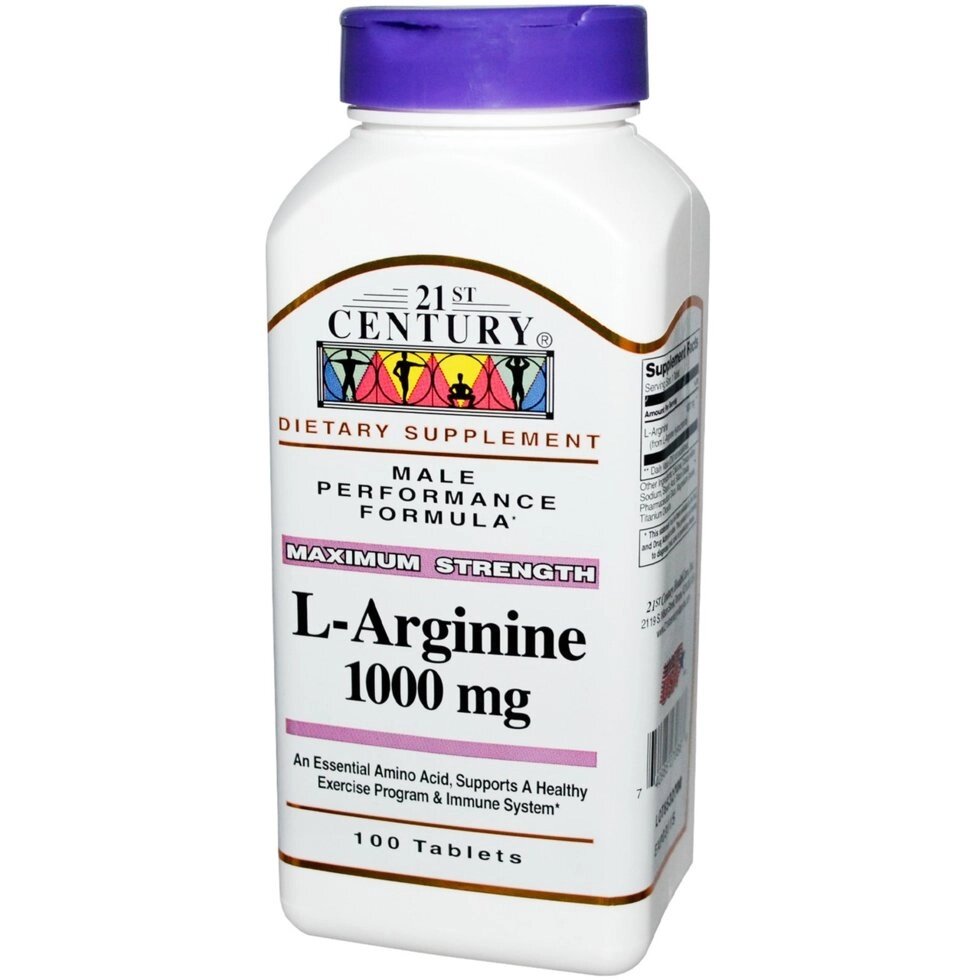 L-аргінін, 21st Century, 1000 мг, 100 таблеток від компанії Інтернет магазин "Канбан" - фото 1
