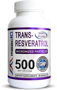 MAAC10 500- 99% екстракт транс-ресвератрола мікронізований, 60 капсул