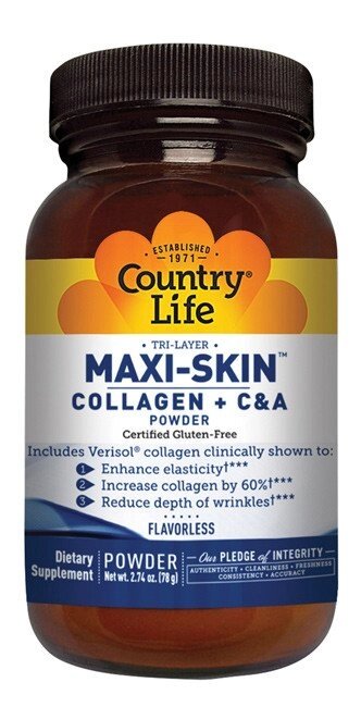 Maxi-Skin, Country Life, Колаген + вітаміни C & A у вигляді порошку, без запаху від компанії Інтернет магазин "Канбан" - фото 1