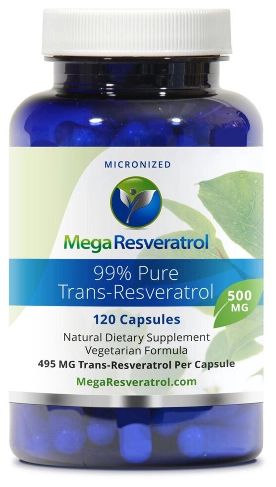 Mega-Resveratrol: мікронізований 99% ресвератрол, 500 мг, 120 капсул від компанії Інтернет магазин "Канбан" - фото 1